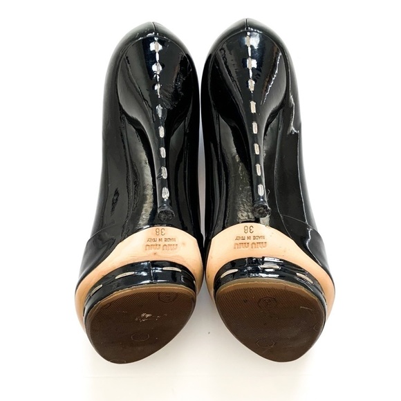 Miu Miu Patent Leather Peep-toe Black Heels 38 - Picture 9 of 14